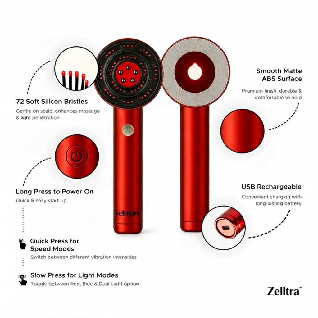 Zelltra™ Red Light Therapy Hair Reviver Device